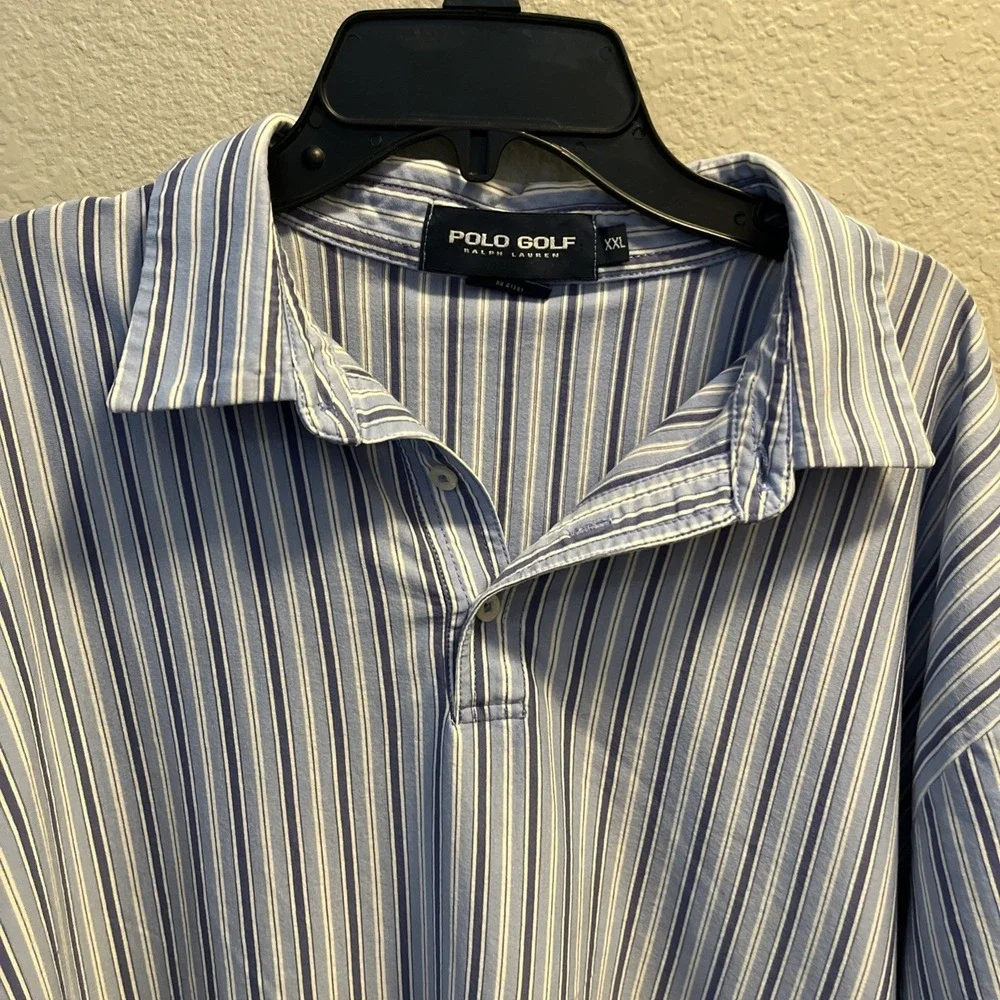 Ralph Lauren Golf Polo‎ Shirt - Blue/White Stripes XXL